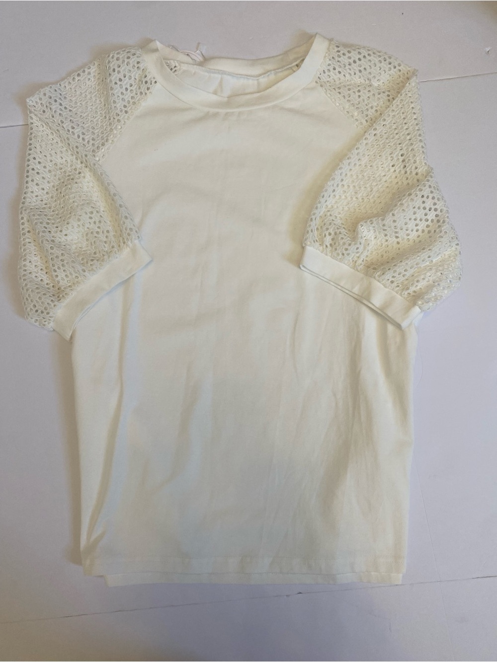Women's Cream Eyelet Sleeve Blouse